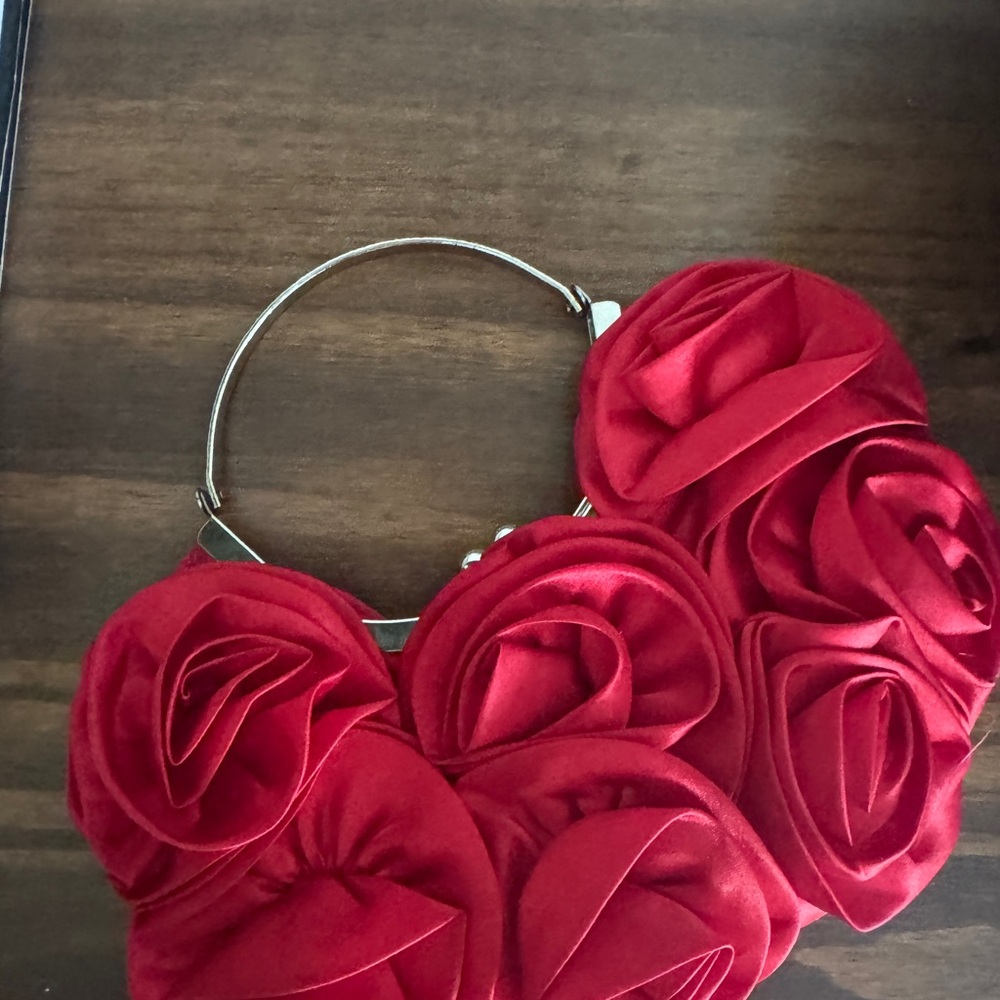 Elegant Red Floral Women's Bag